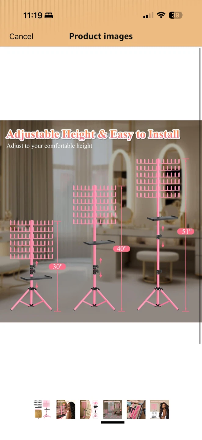 OLMRJKD Braiding Hair Rack with Tray (Pink) Open Box - photo 4