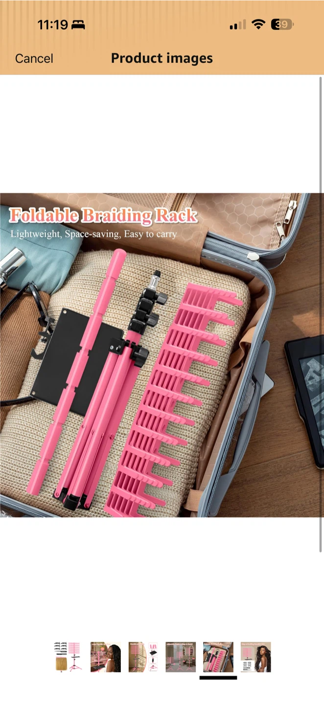 OLMRJKD Braiding Hair Rack with Tray (Pink) Open Box - photo 3