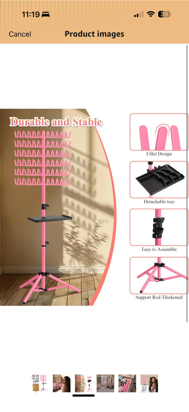 OLMRJKD Braiding Hair Rack with Tray (Pink) Open Box - photo 5