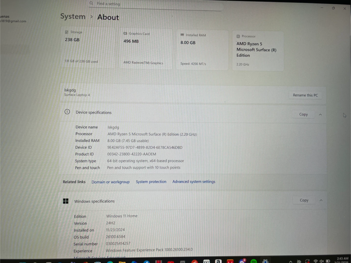 Microsoft Surface Laptop 4 AMD Ryzen 5 8GB RAM 256GB SSD - photo 4
