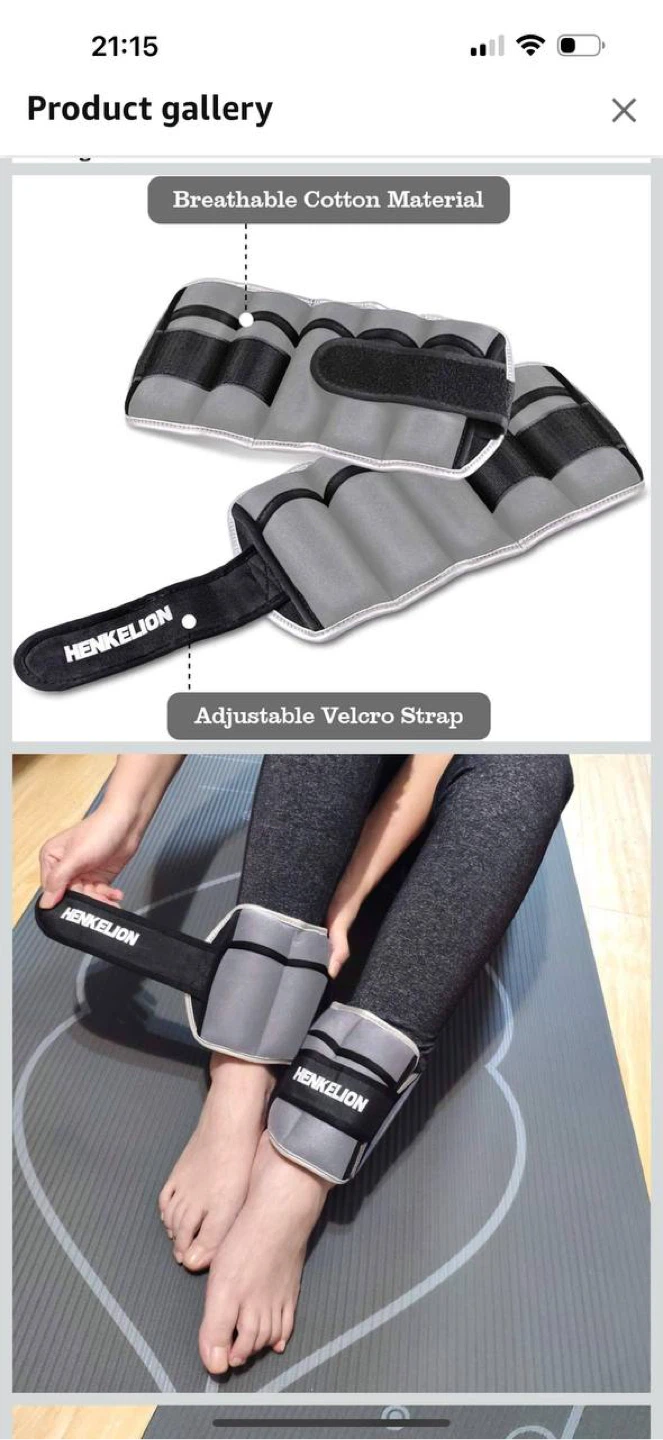 Henkelion Adjustable Ankle Weights (1 Pair) – Gray – OPEN BOX - photo 4