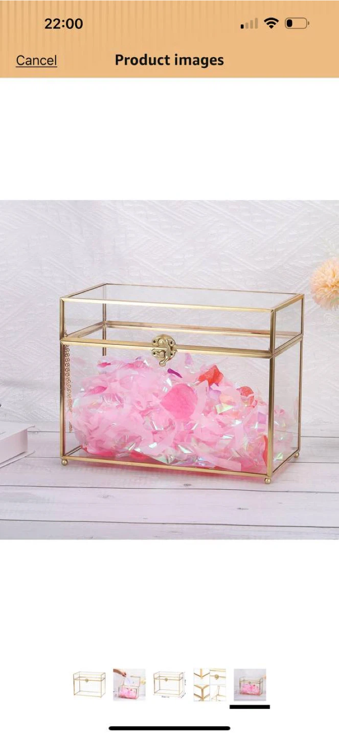 Uxcell Glass Wedding Card Box with Lock – Gold – NEW - photo 4