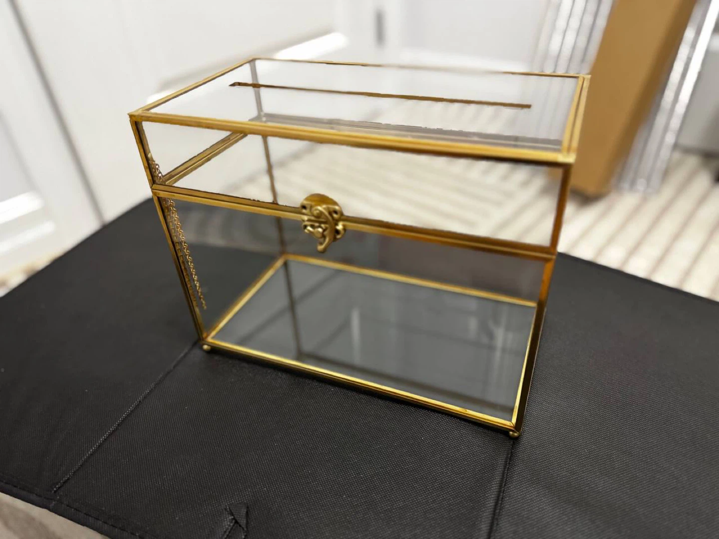 Uxcell Glass Wedding Card Box with Lock – Gold – NEW - photo 5