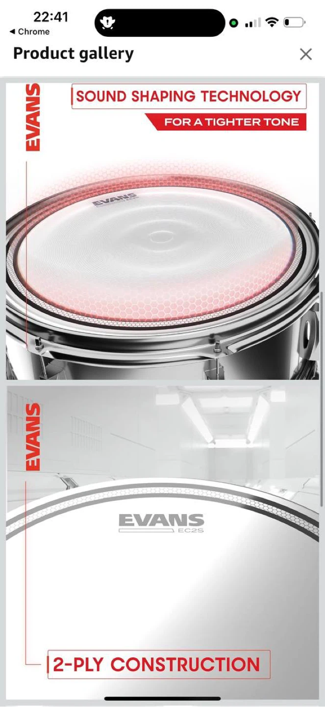 Evans EC2S Clear SST 15” Drum Head – NEW - photo 2