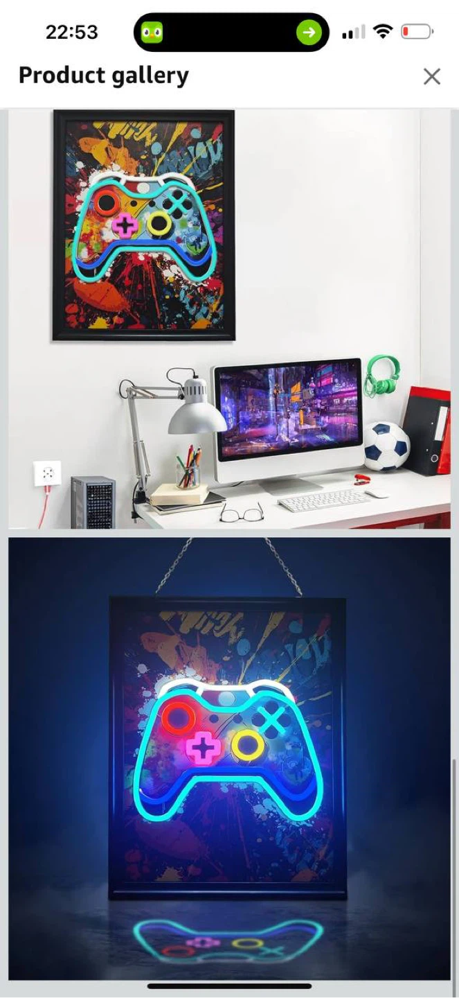 Qoibraze Neon Gaming Poster 12x16 – Framed Canvas Wall Art – NEW - photo 5