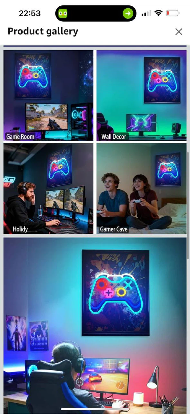 Qoibraze Neon Gaming Poster 12x16 – Framed Canvas Wall Art – NEW - photo 4