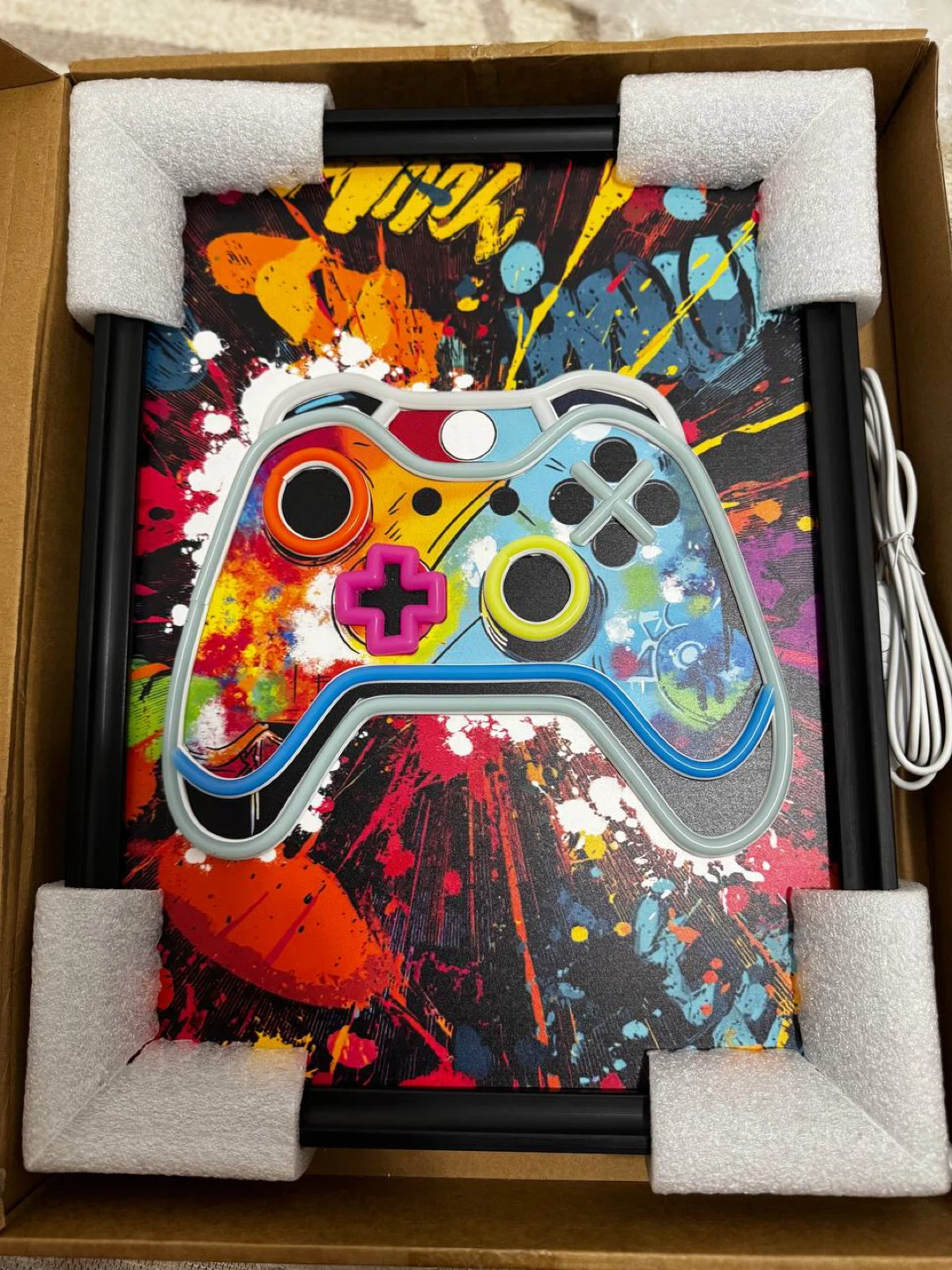 Qoibraze Neon Gaming Poster 12x16 – Framed Canvas Wall Art – NEW - photo 2