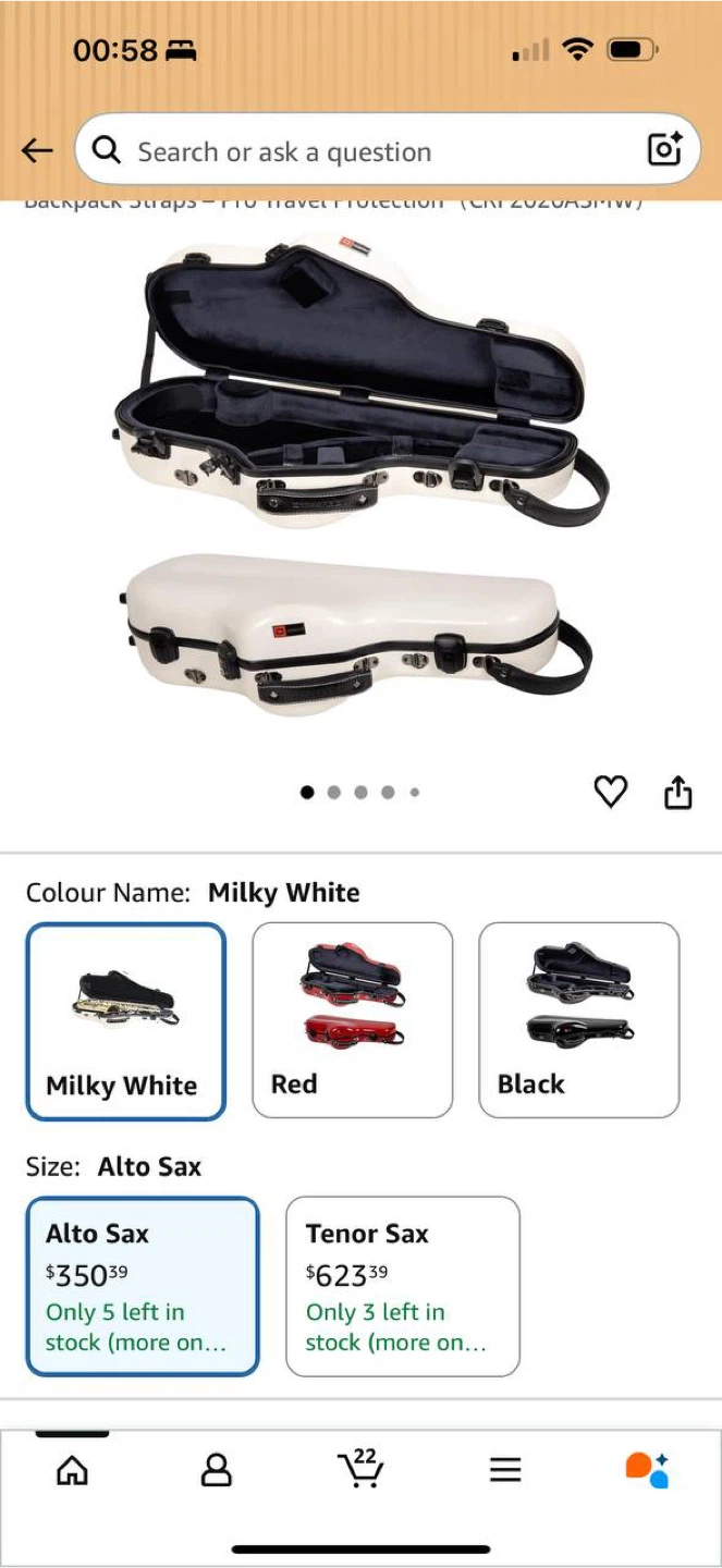 Crossrock CRF2020ASMW Alto Saxophone Case – Milky White - photo 2