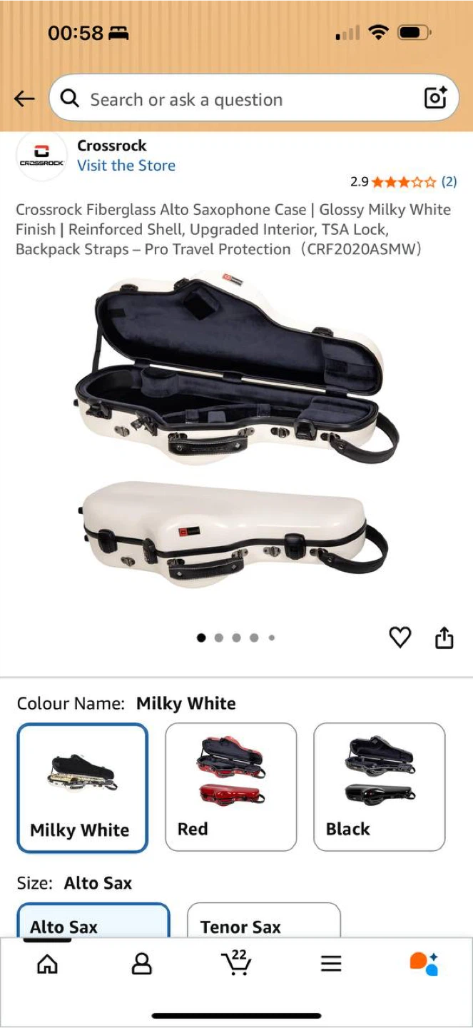 Crossrock CRF2020ASMW Alto Saxophone Case – Milky White
