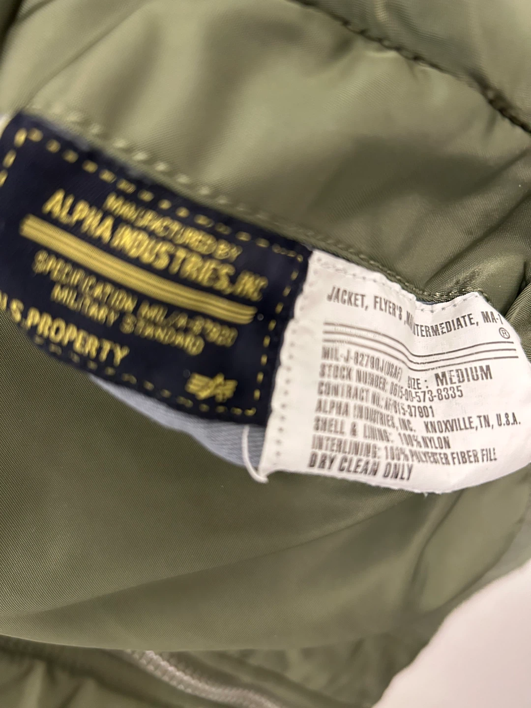 Alpha Industries MA-1 Bomber Jacket - Medium - Olive Green - photo 4