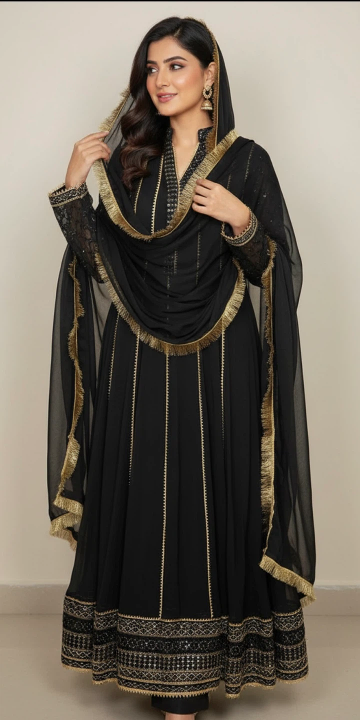 Chiffon Embellished Long Dress Pakistani - photo 2