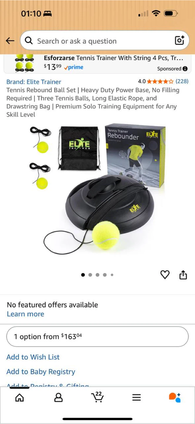 Elite Trainer Tennis Rebound Ball Set – Open Box