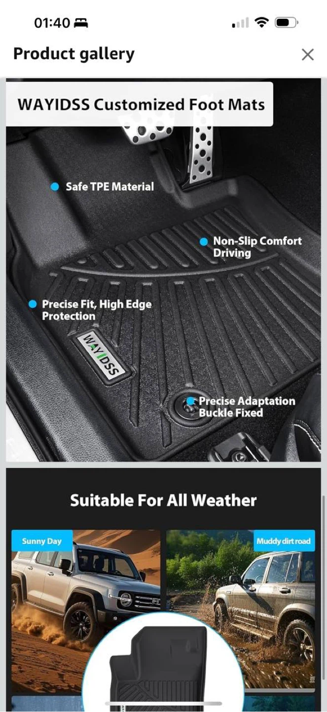 WAVIDSS Floor Mats Set for Toyota 4Runner 2025 (Gas Model) - photo 3