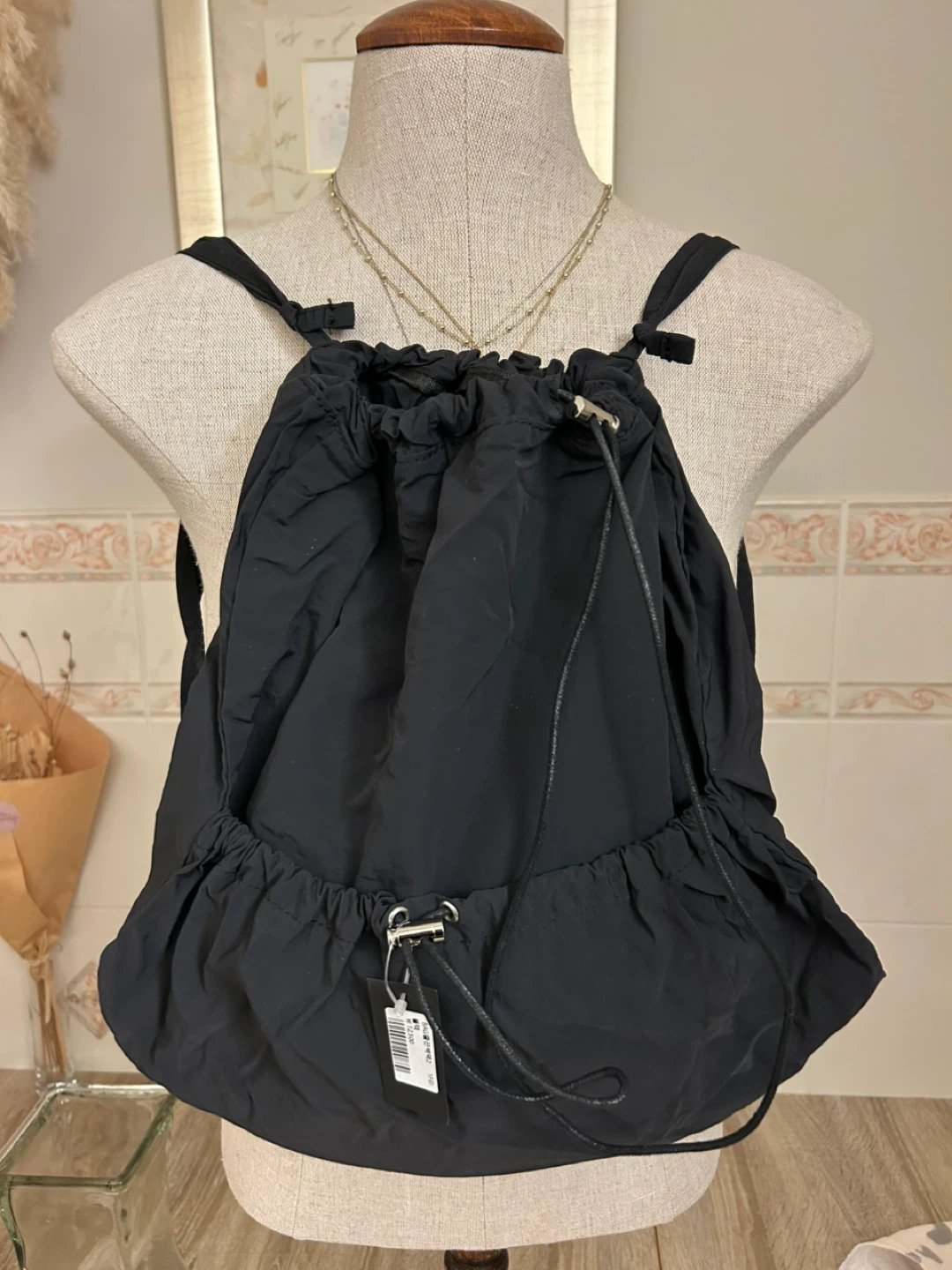 Black Drawstring Backpack