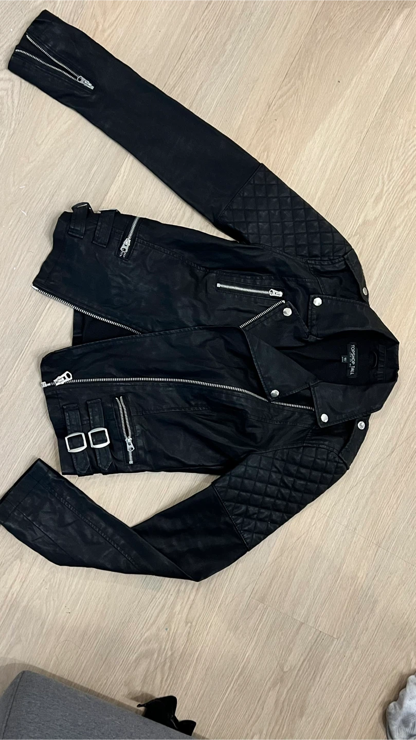 Black TOPSHOP Faux Leather Moto Jacket