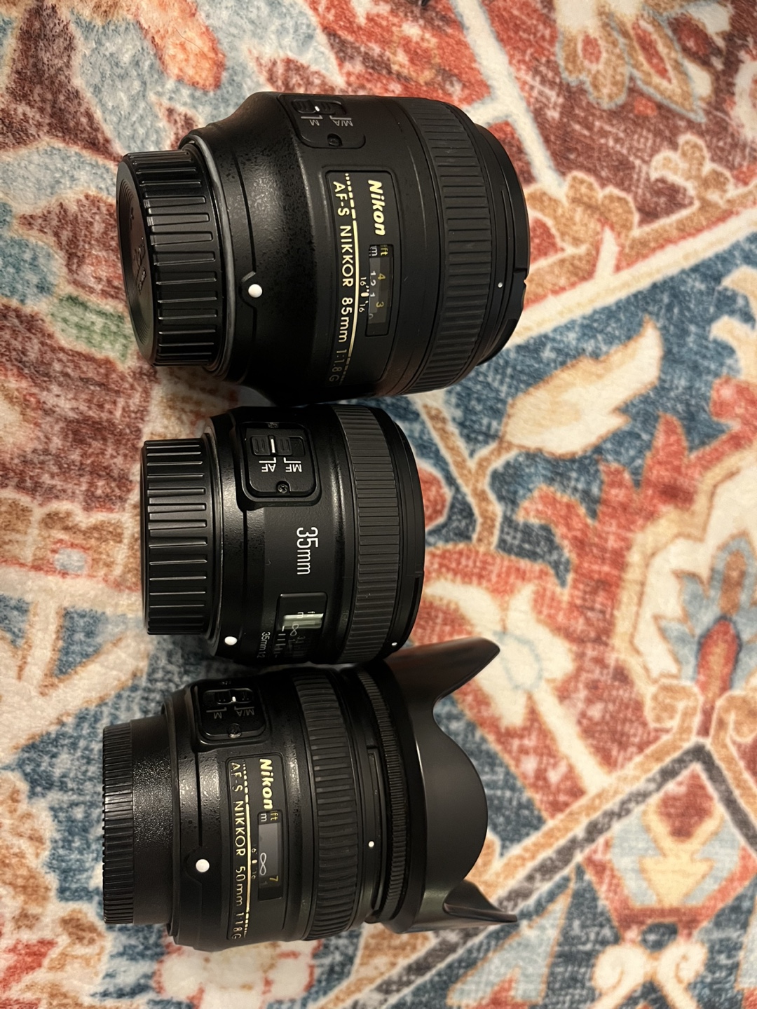 Nikon AF-S NIKKOR Camera Lenses (85mm, 35mm, 50mm)
