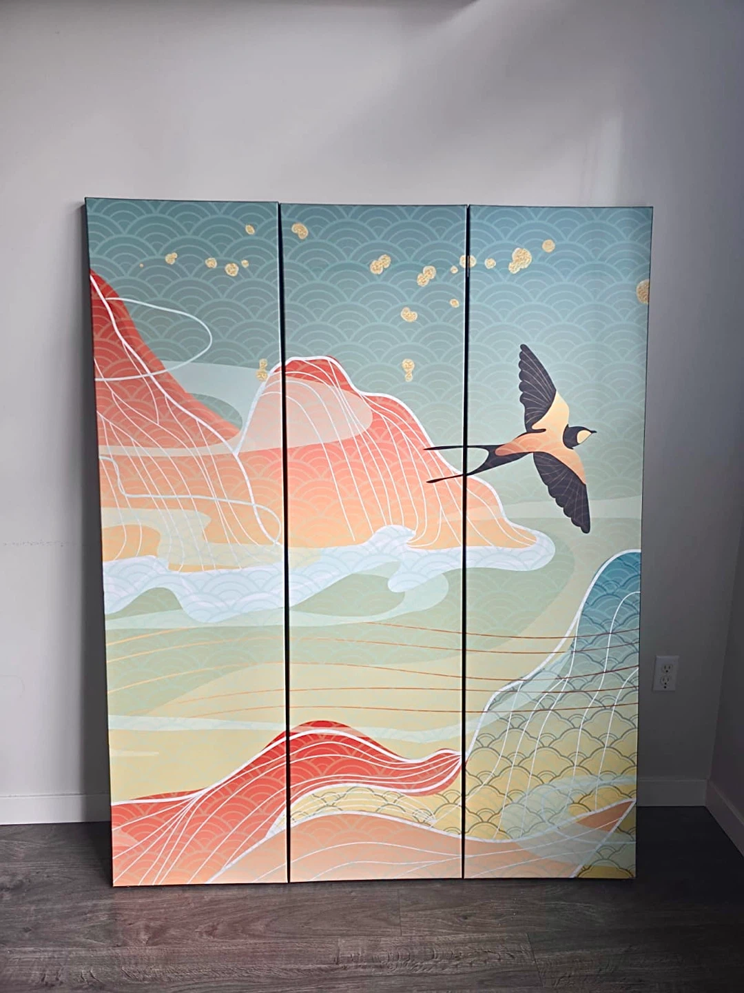 Art Deco Room Divider - 3 Panel Folding Screen - photo 2