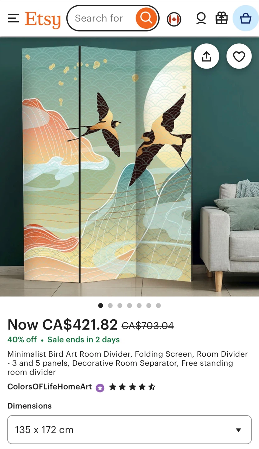 Art Deco Room Divider - 3 Panel Folding Screen - photo 5