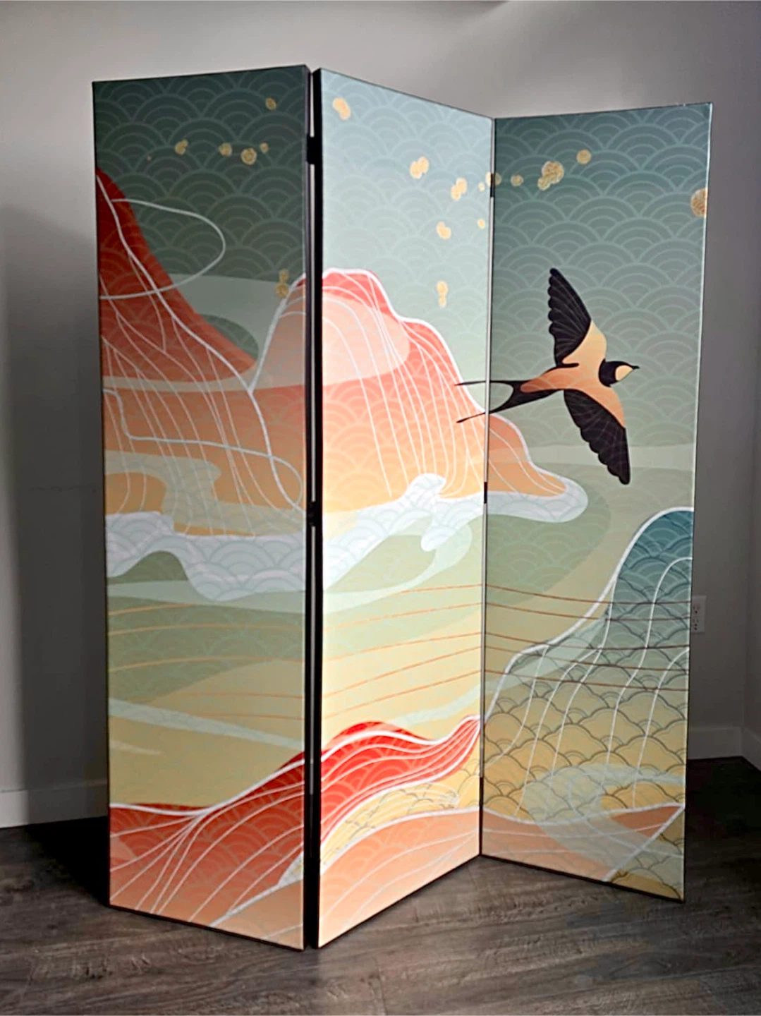 Art Deco Room Divider - 3 Panel Folding Screen