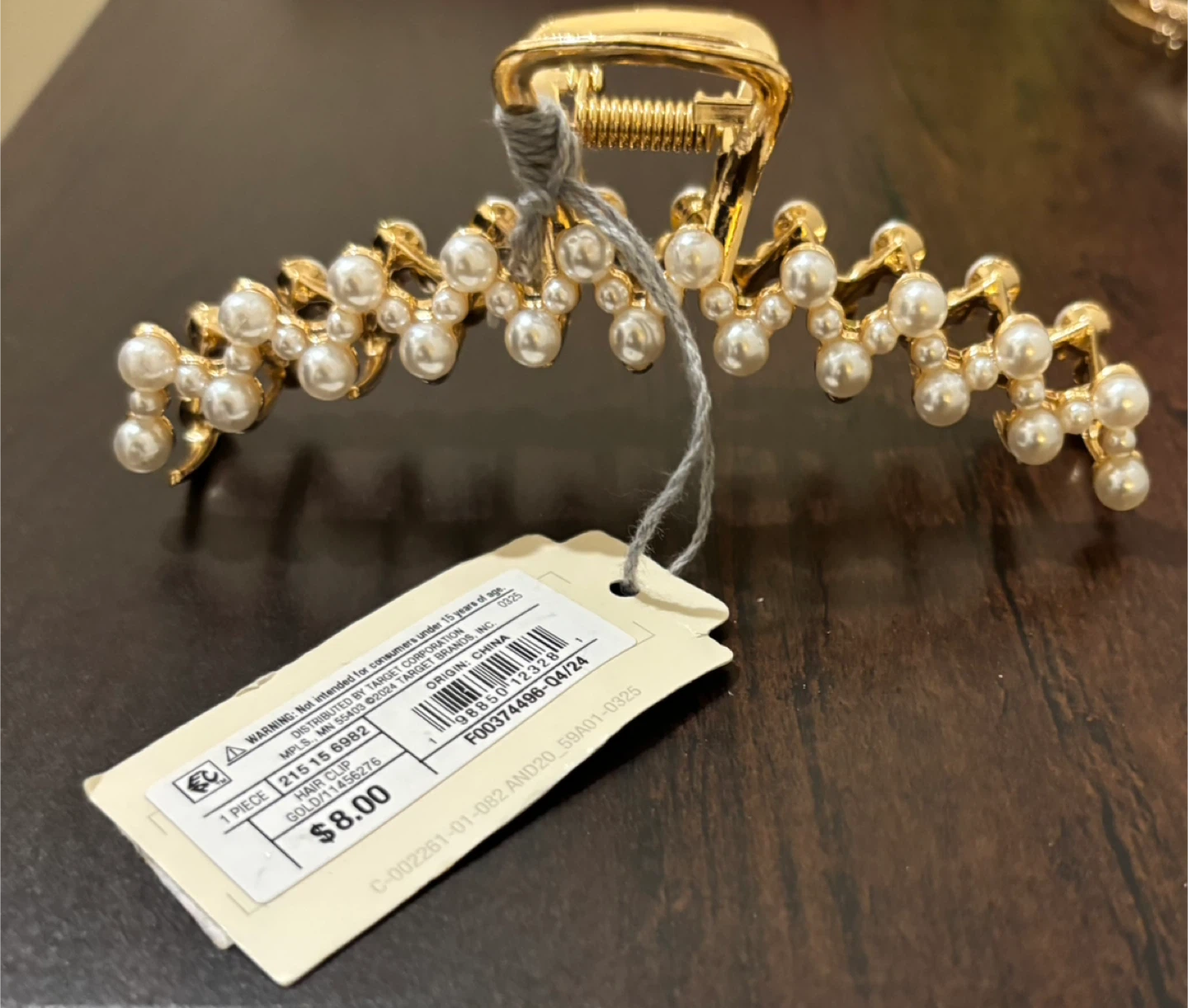 NEW Gold Pearl Accent Hair Claw Clip