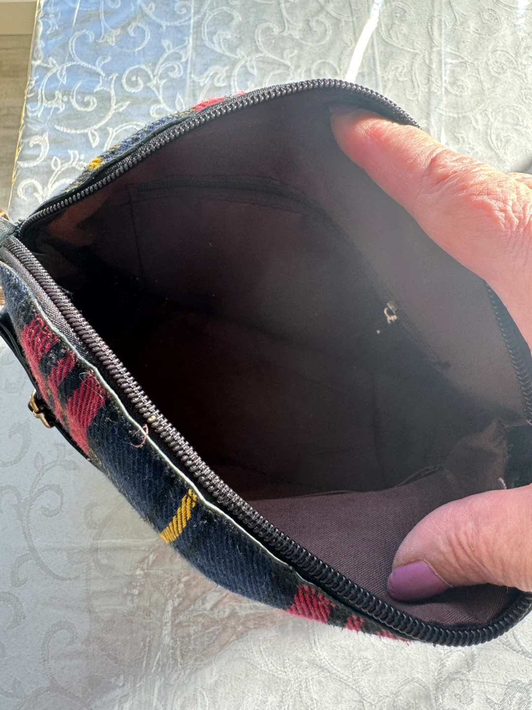 Plaid and Black Faux Leather Crossbody Bag - photo 2