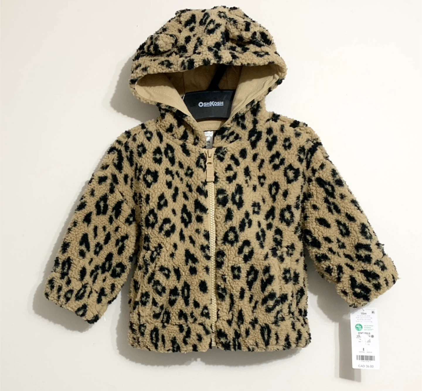 Kids Spring Jacket Girls Size 18 Months Sherpa Hooded Coat NEW