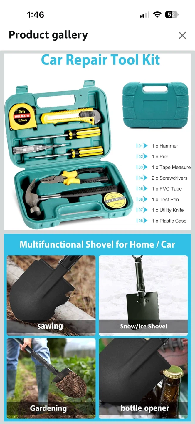 Roadside Emergency Car Kit with Tools and Jumper Cables - photo 2