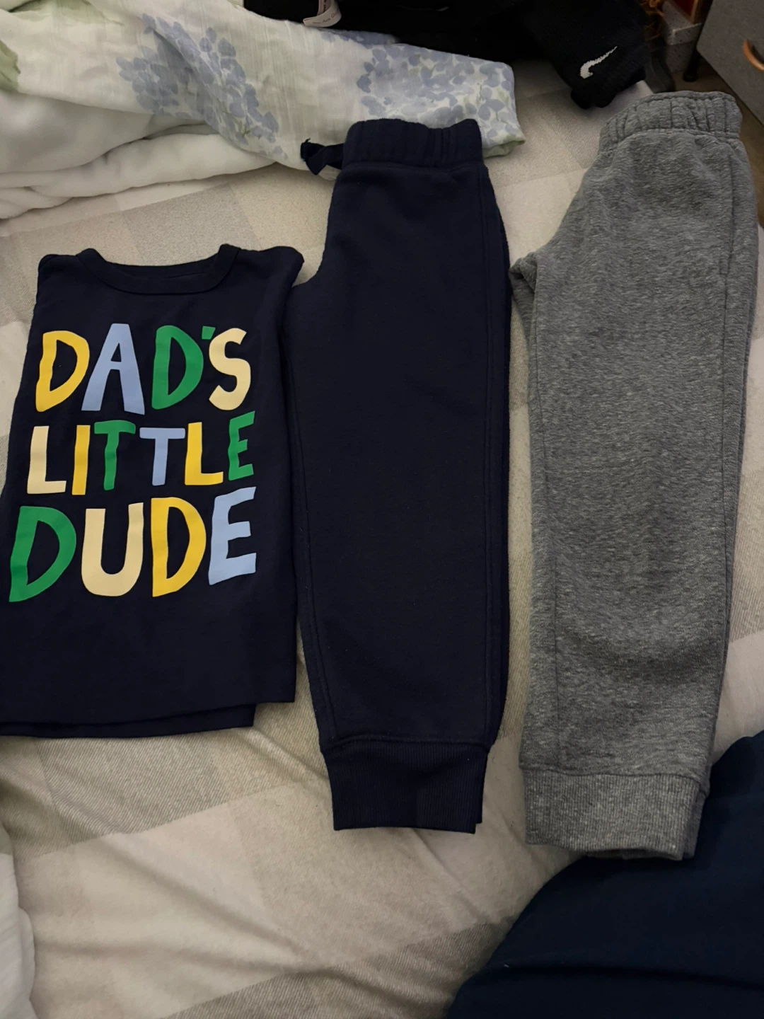 Kids "Dad's Little Dude" Graphic T-Shirt & Sweatpants Set