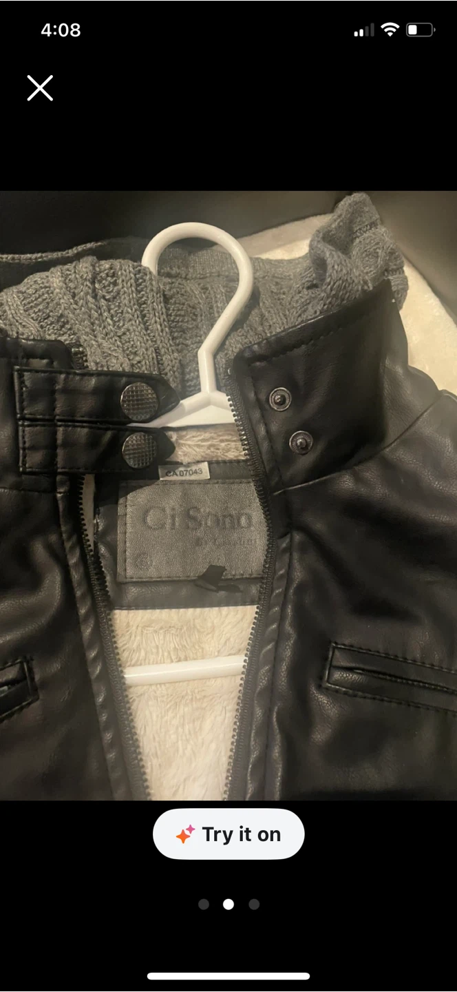 Ci Sono Faux Leather Jacket with Knit Hood - photo 2