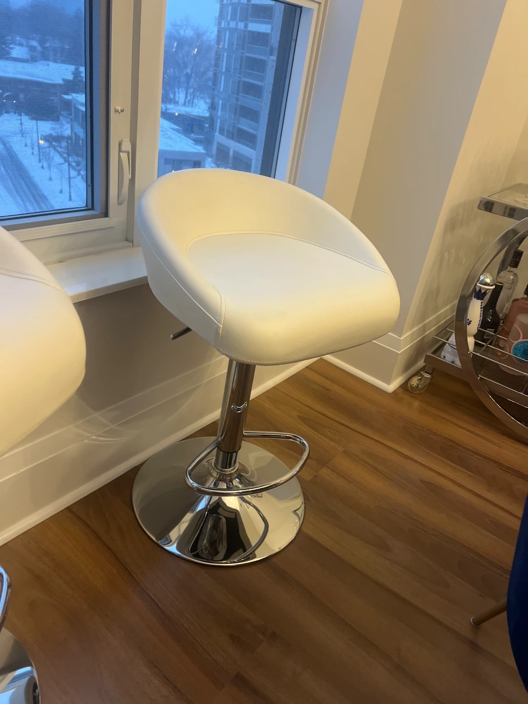 White Faux Leather Bar Stools (Set of 2) - photo 2
