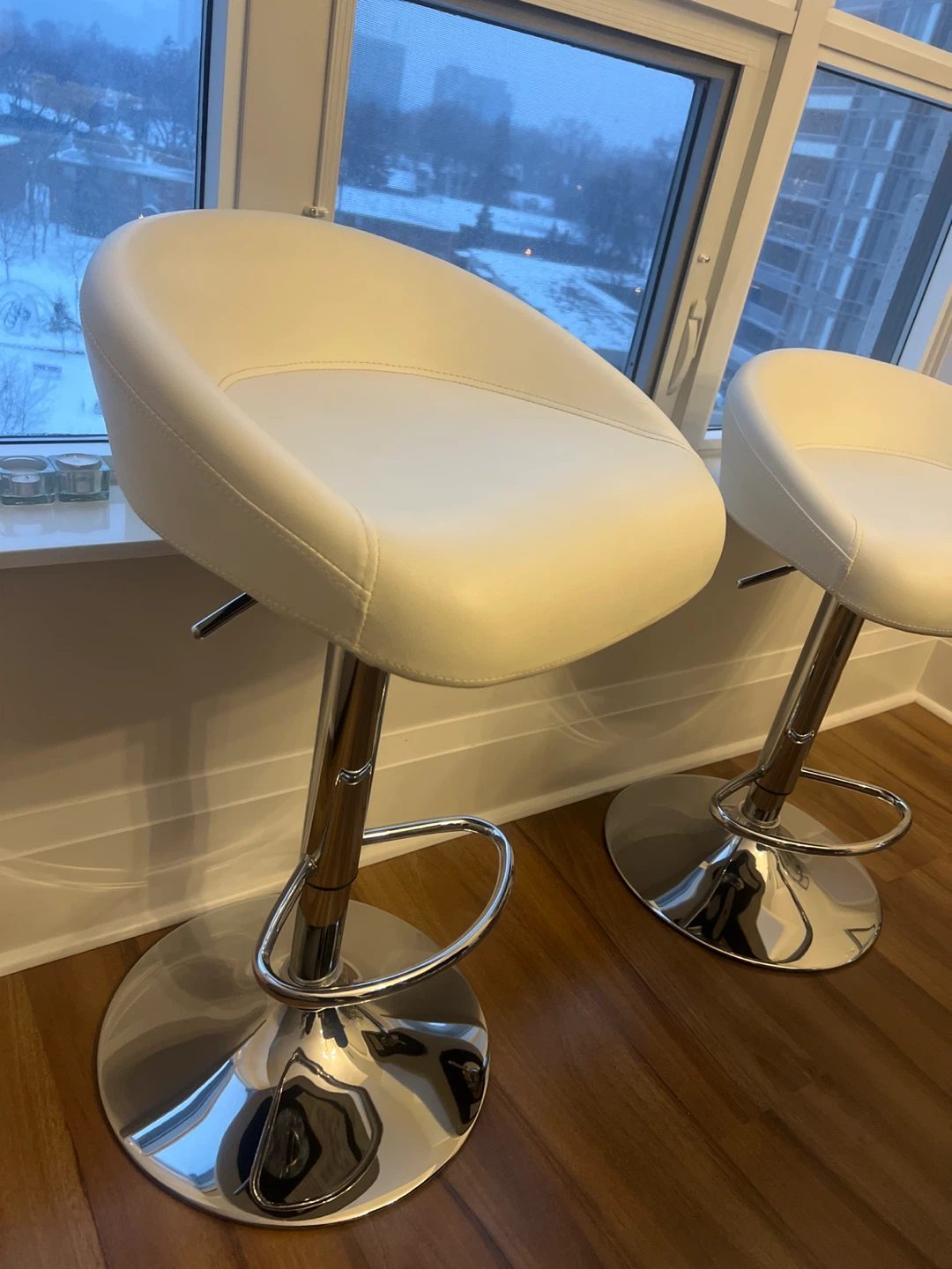 White Faux Leather Bar Stools (Set of 2)