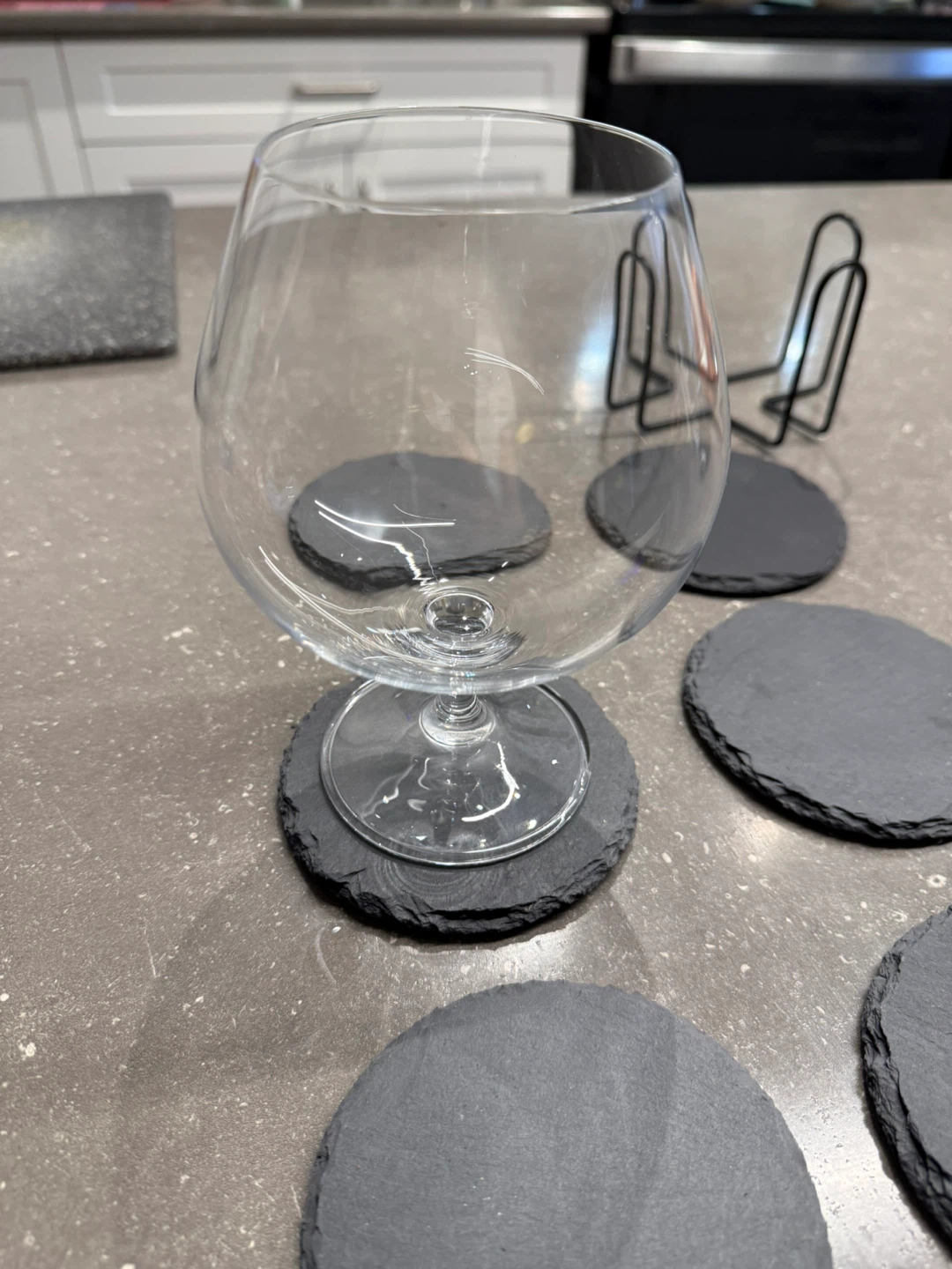 Set of 8 Round Slate Coasters with Stand - photo 5