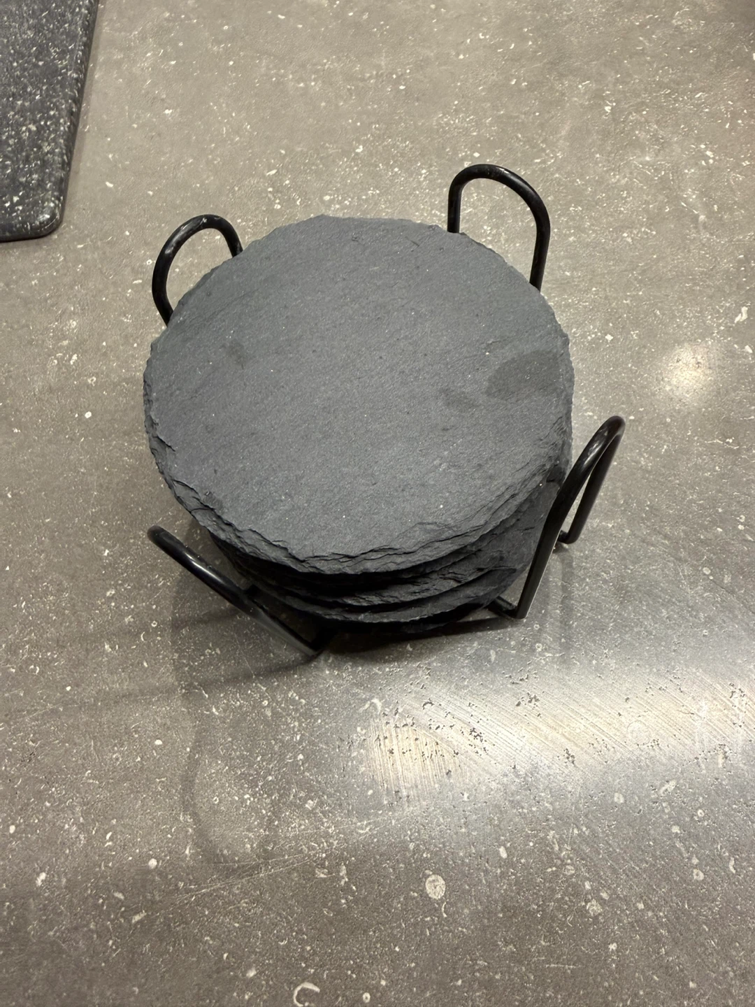 Set of 8 Round Slate Coasters with Stand - photo 3