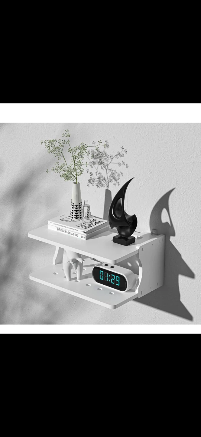 White 2-Tier Wall Mount Shelf for Projector/Electronics