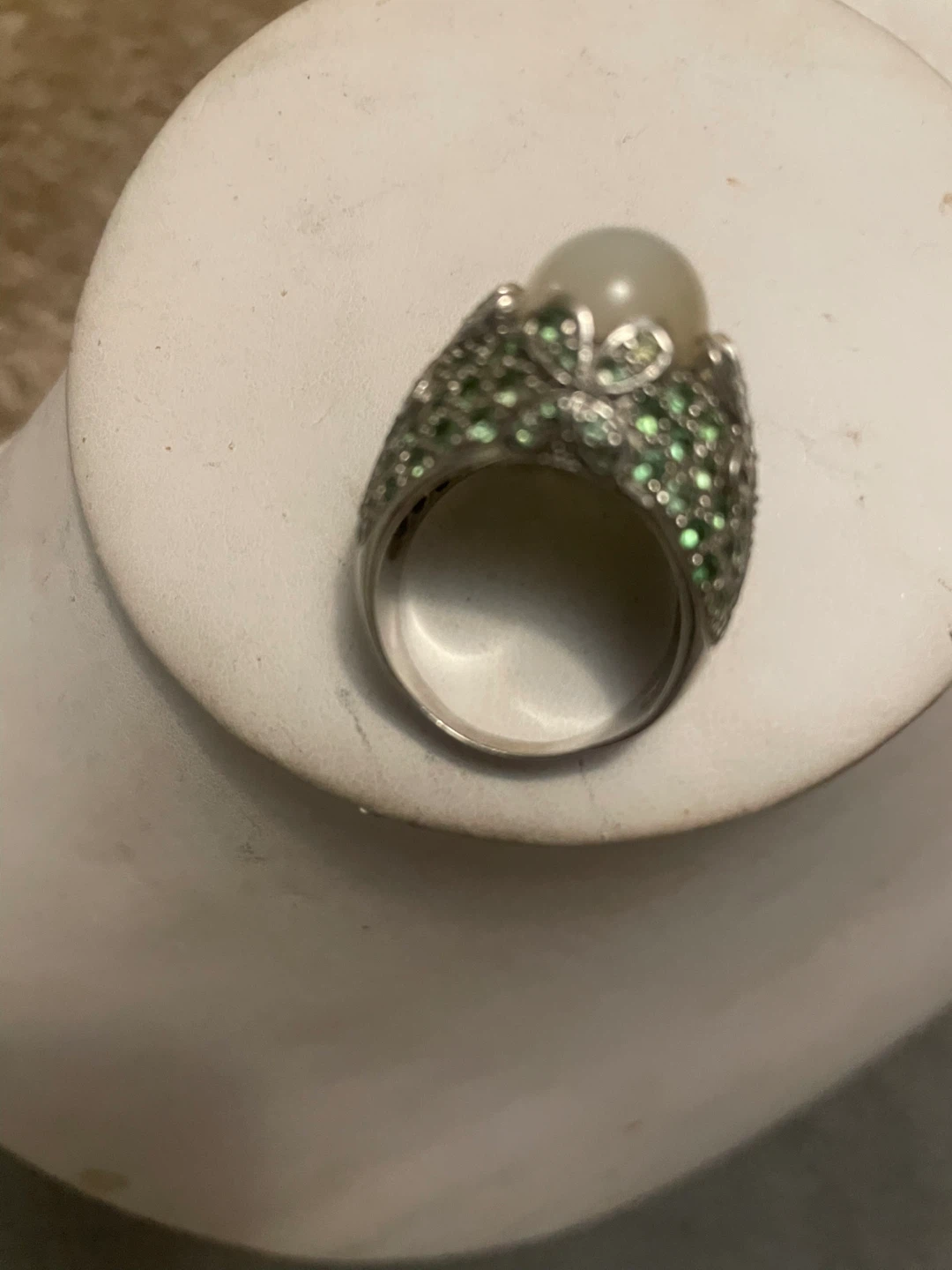 Pearl and Green Stone Ring - photo 2