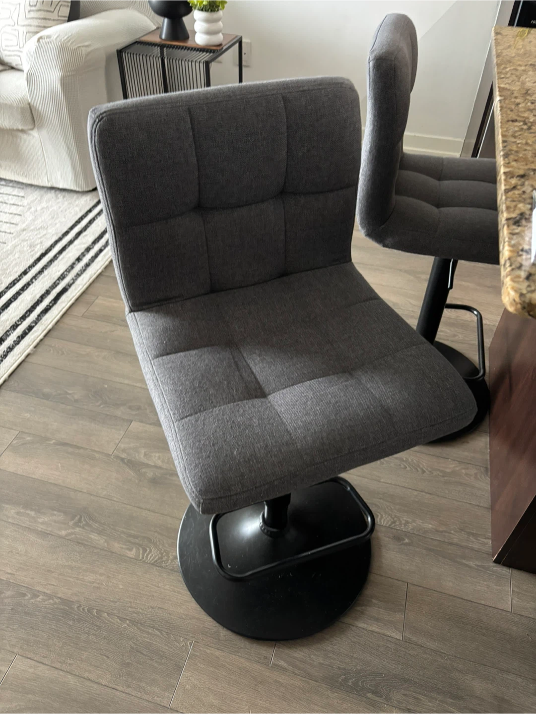 Grey Upholstered Bar Stools (Set of 2) - photo 2