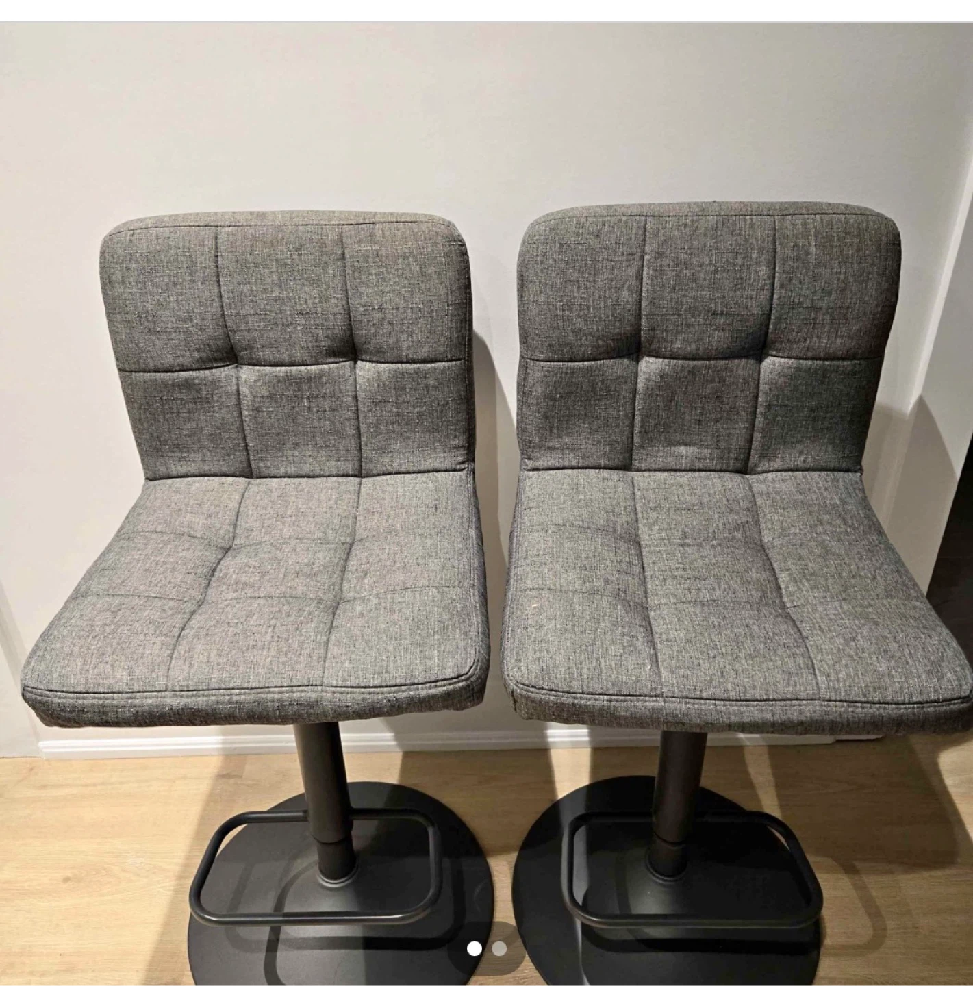 Grey Upholstered Bar Stools (Set of 2)