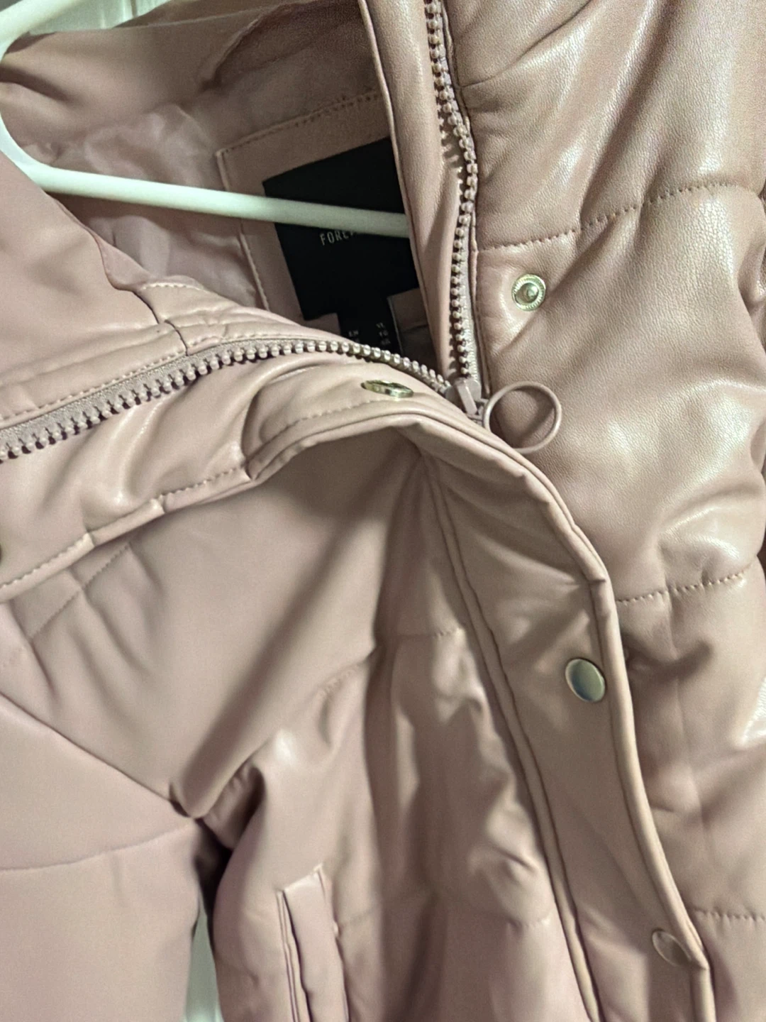 Forever 21 Puffer Jacket XL Pink Faux Leather - photo 3