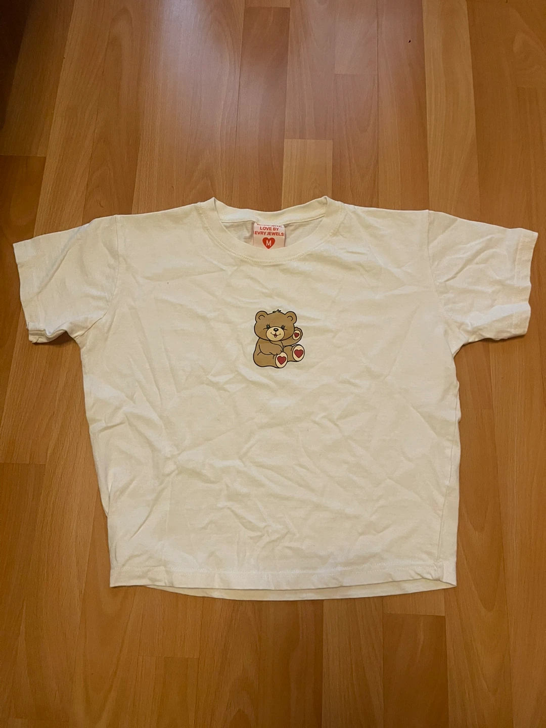 White T-Shirt with Teddy Bear Graphic - Size M - photo 2