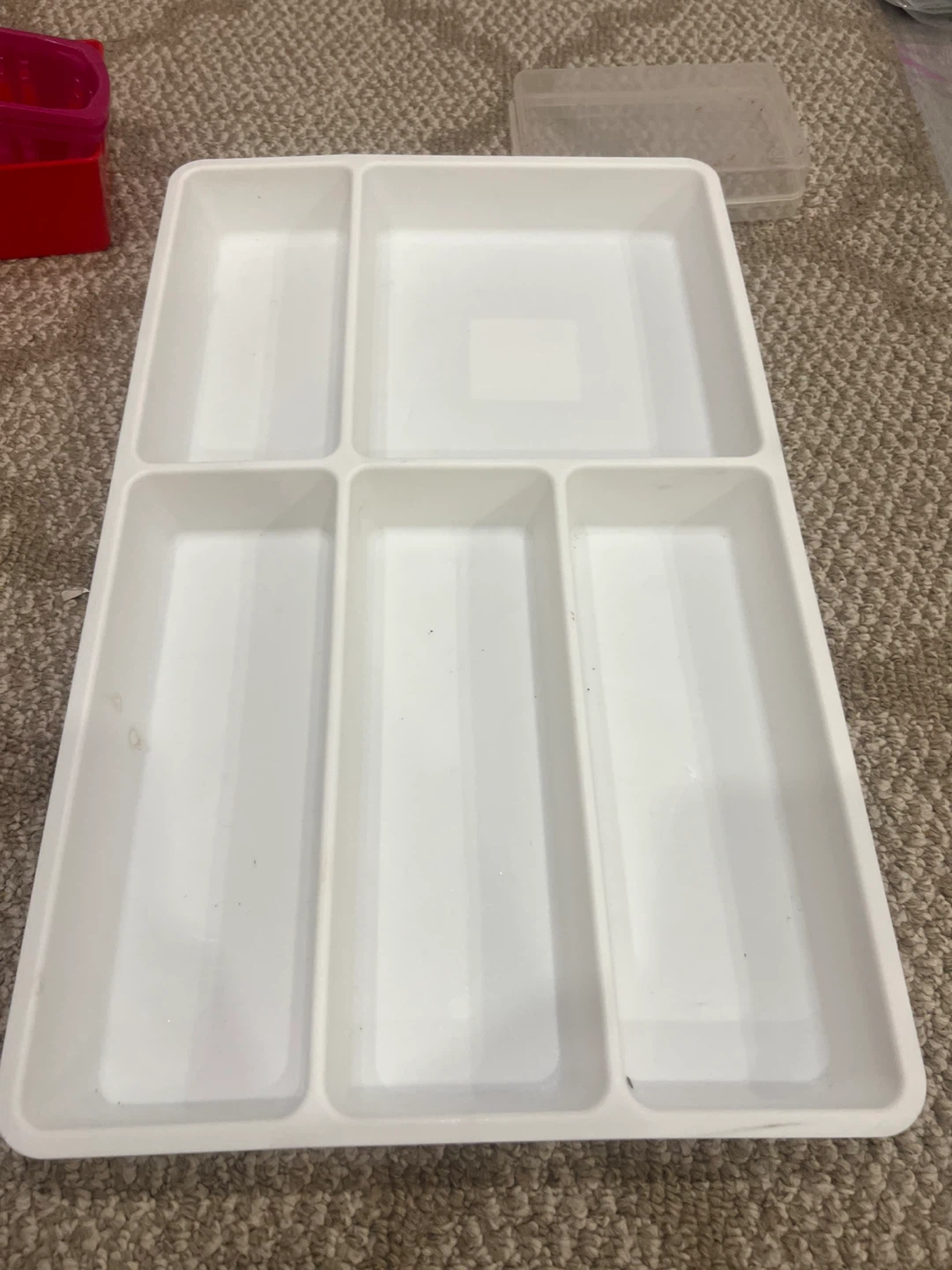 Assorted Plastic Storage Bins & Organizer Tray