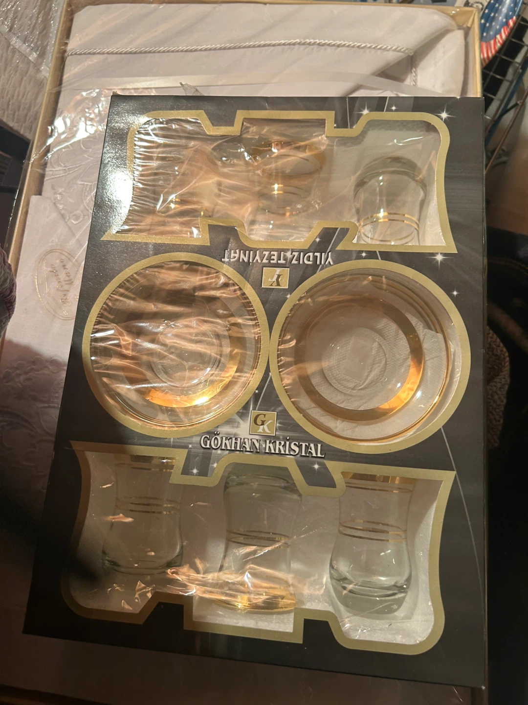 Gokhan Kristal Tea Glass and Saucer Set