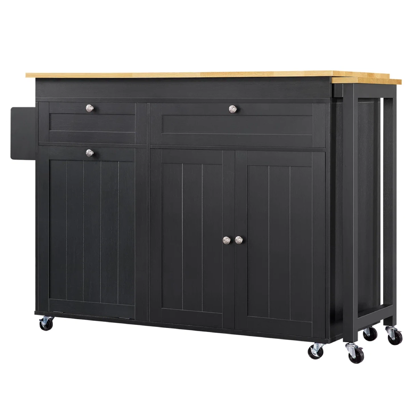 Black Kitchen Island Cart with Drop Leaf Extension - photo 5