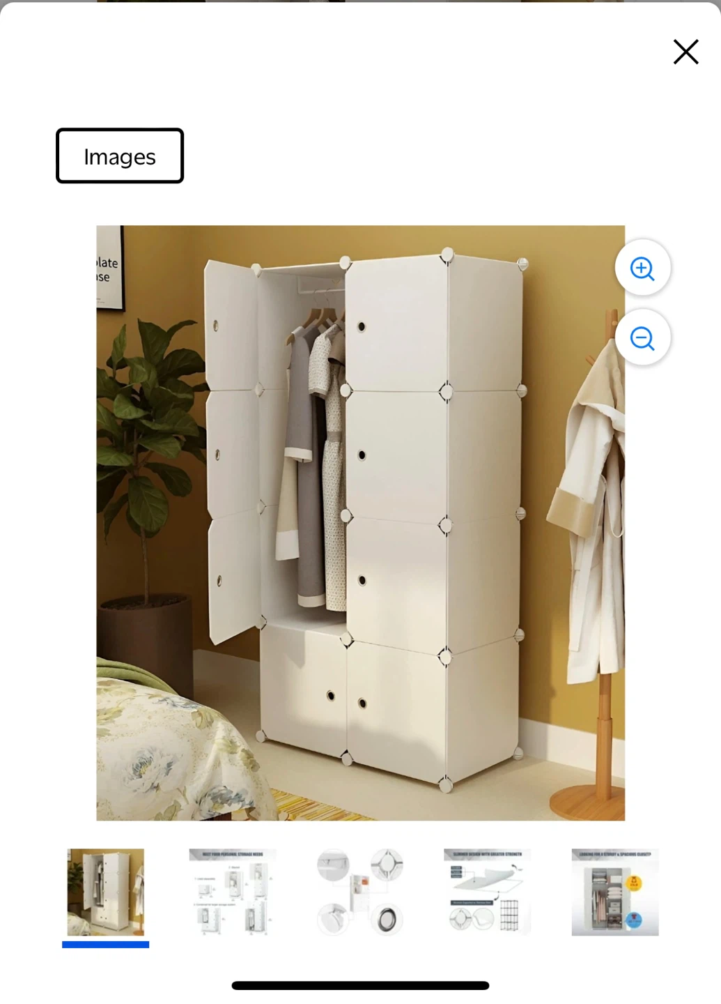 White Modular Storage Cabinet Wardrobe