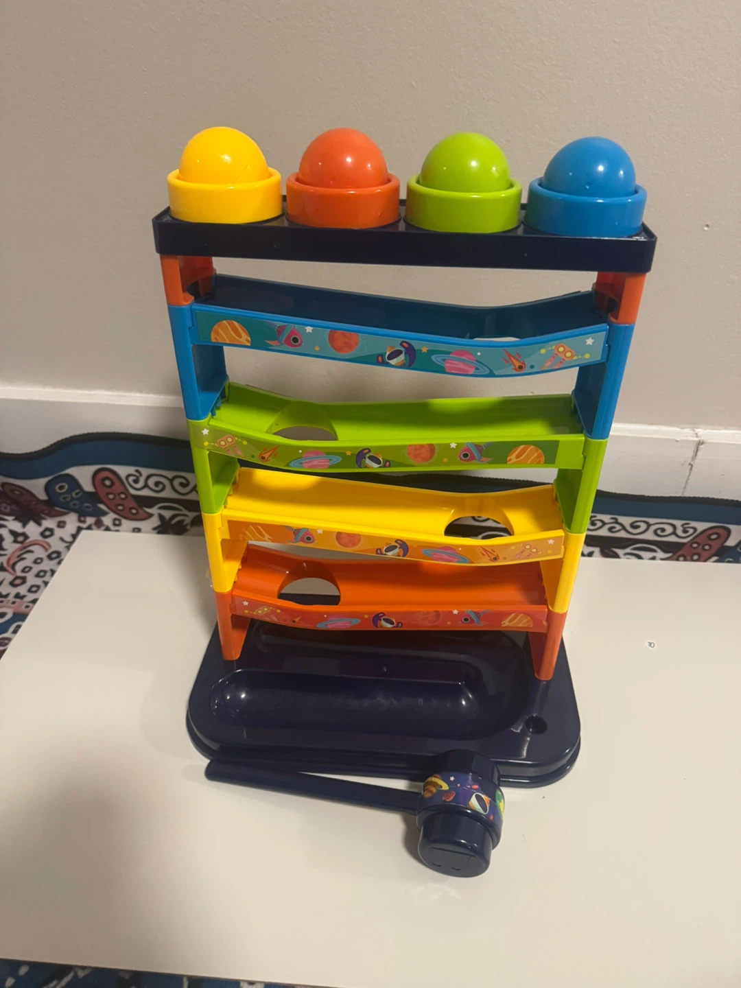 Ball Drop Ramp Toy with Hammer