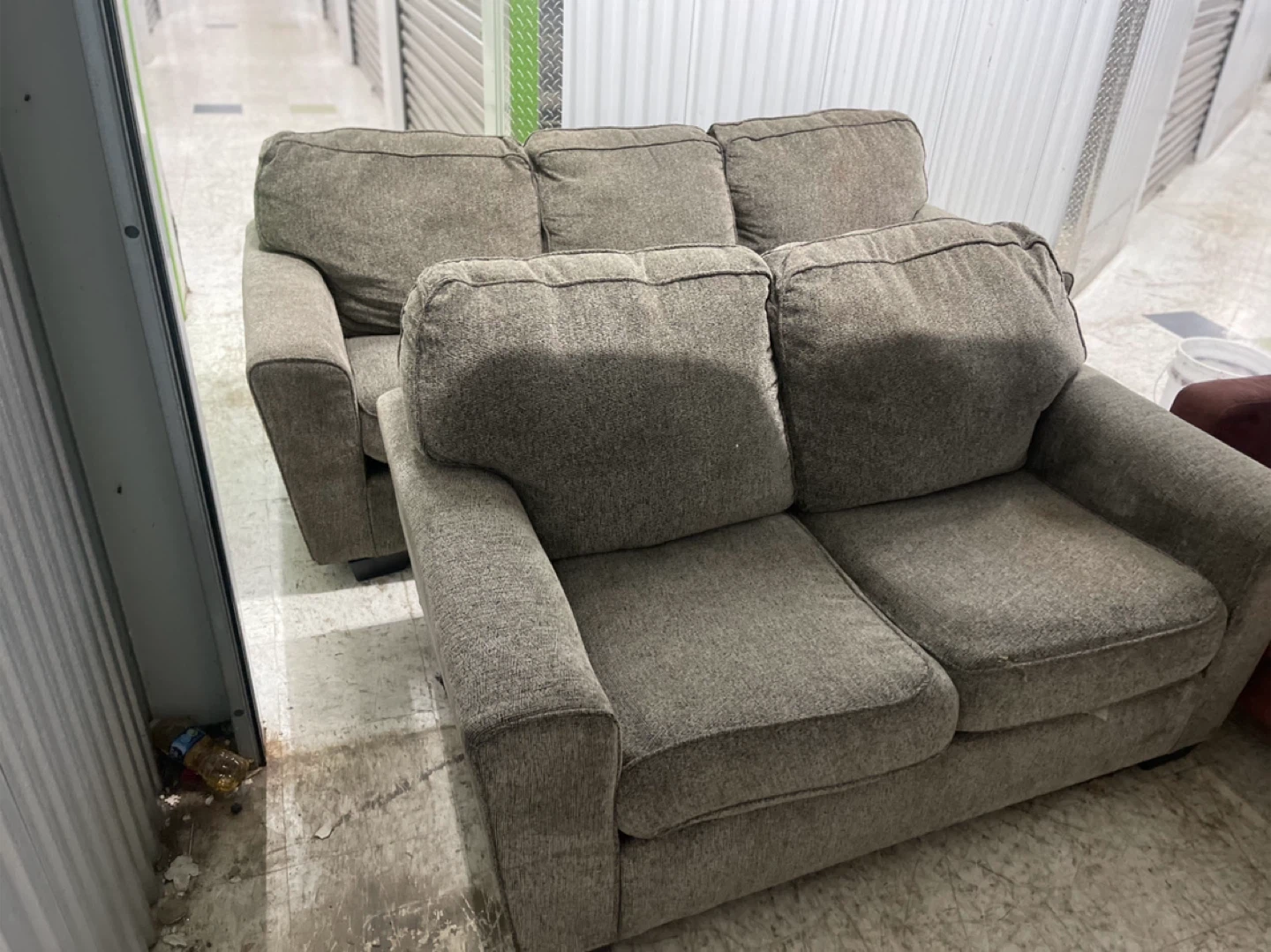 Gray Fabric Loveseat Sofa and 3 seater