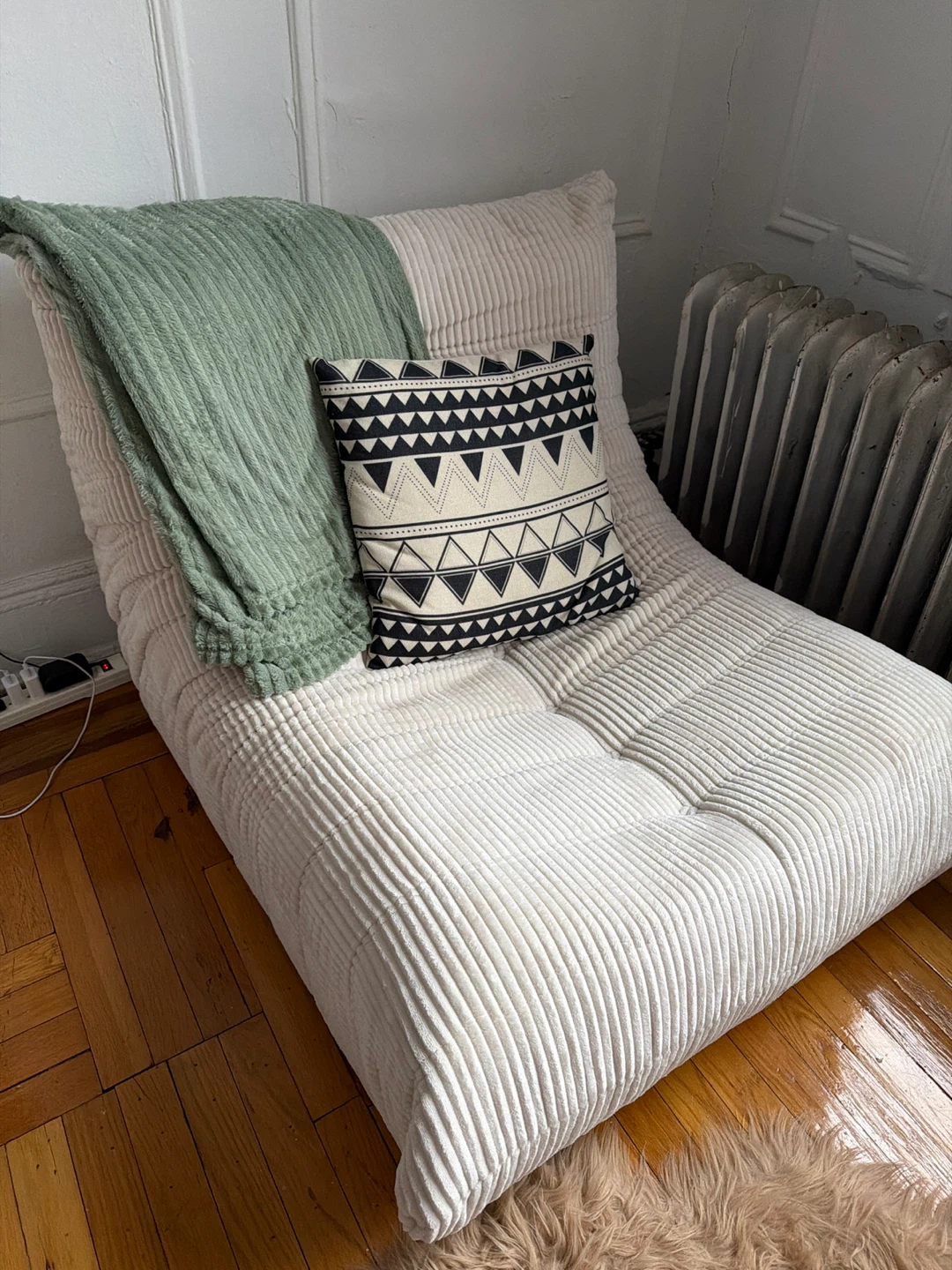 Cream Corduroy Bean Bag Chair / Lounger