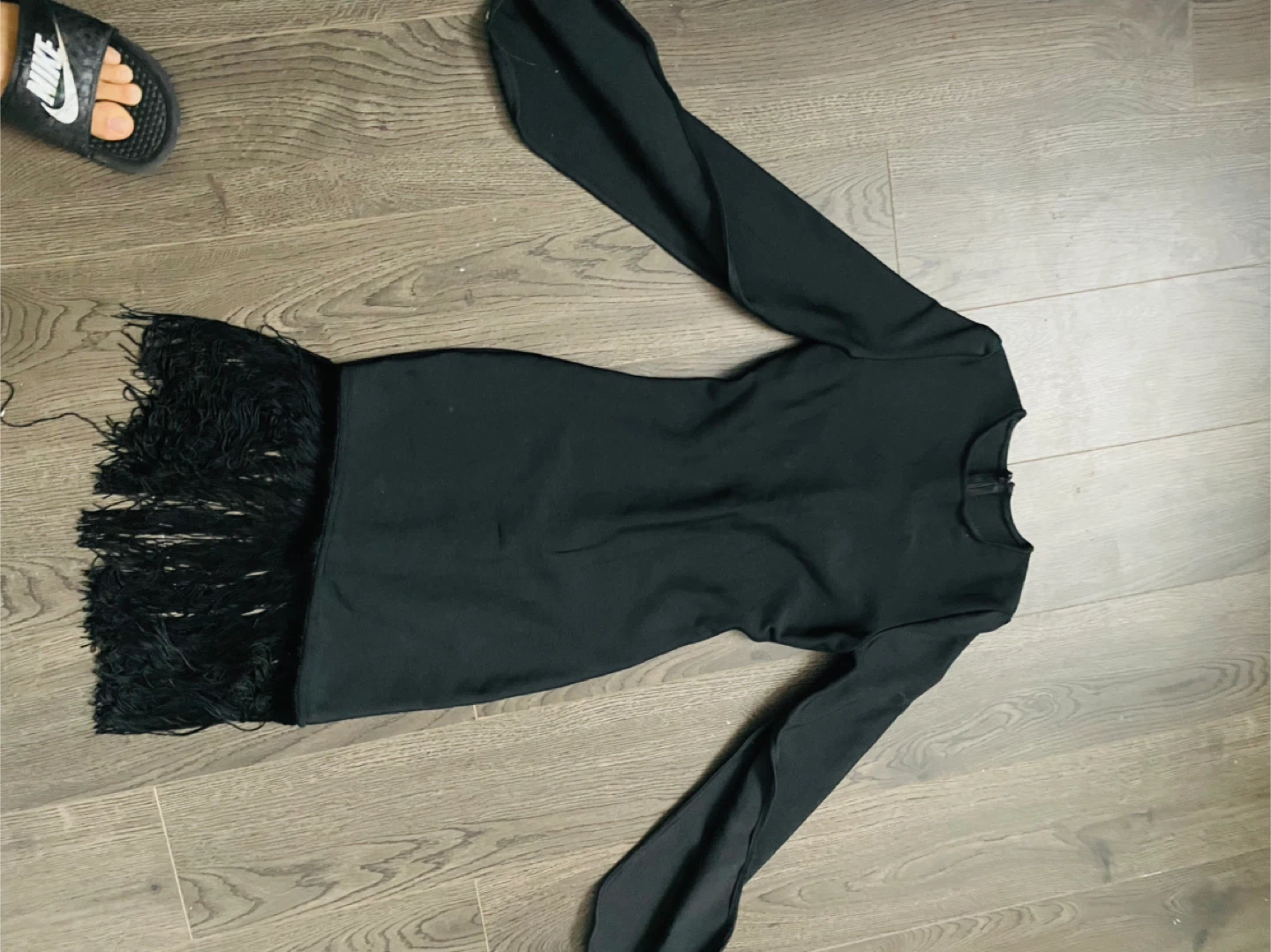 Black Fringed Mini Dress
