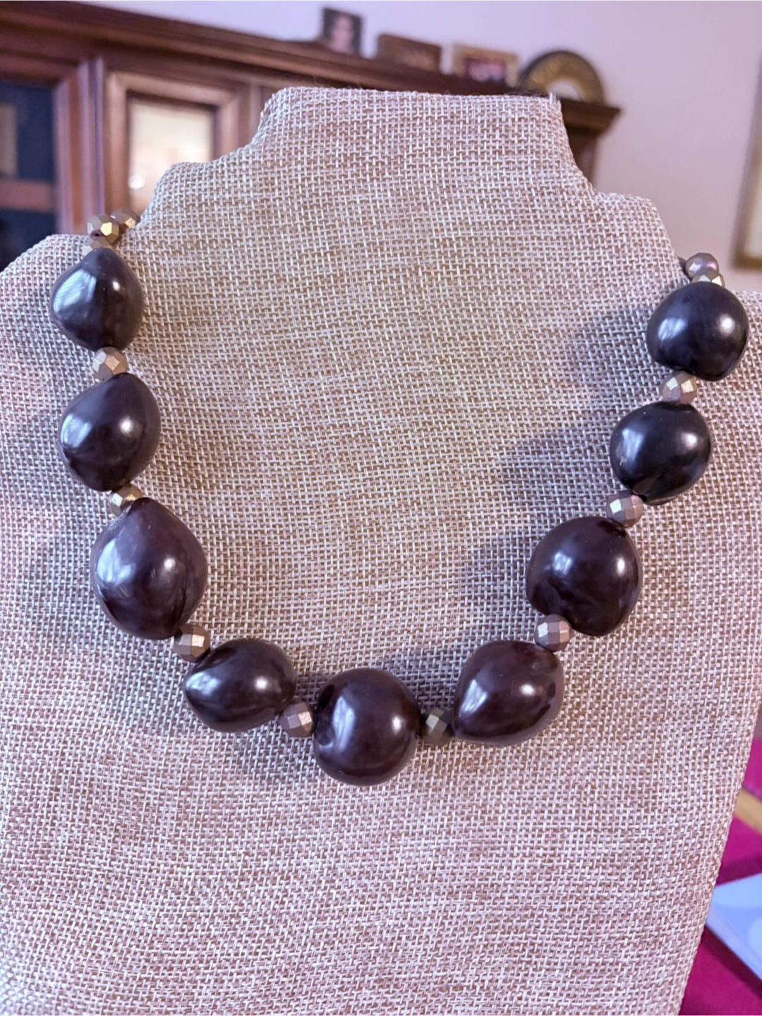 Hawaiian Kukui beads Brown Statement Necklace
