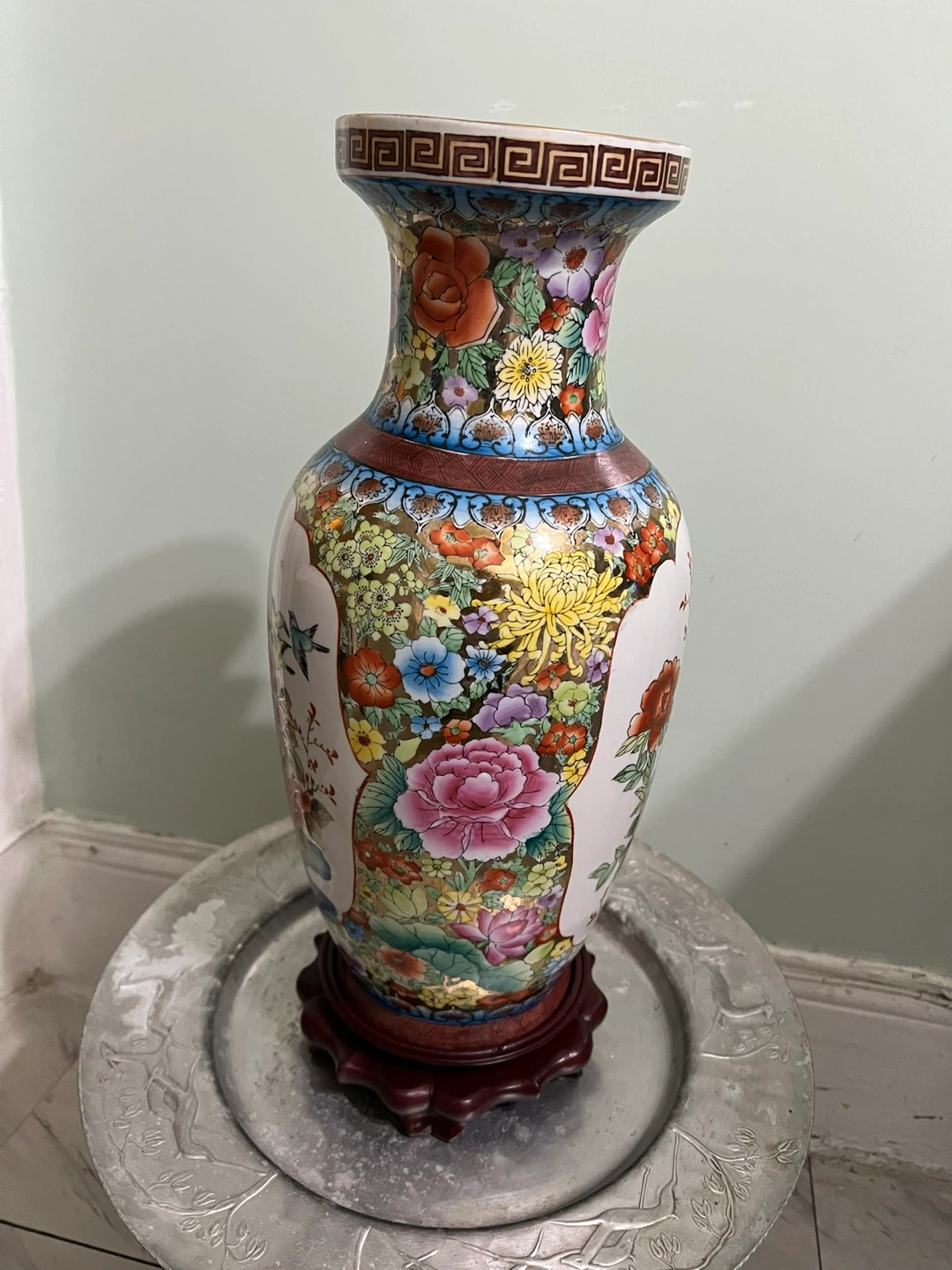 Decorative Floral Vase with Wooden Stand - photo 4