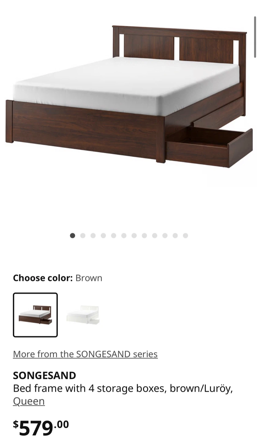 $200 (original $600) IKEA Bed Frame with Storage, Queen